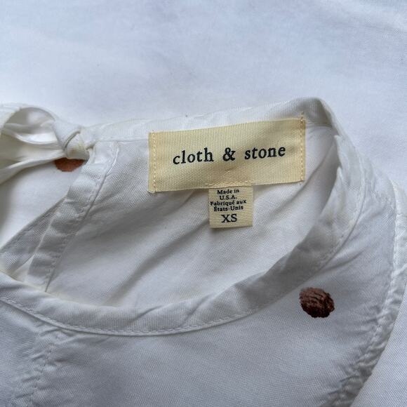 Anthropologie Cloth & Stone Polka Dot Seamed Dress White Rose Gold Size XS - Picture 8 of 11